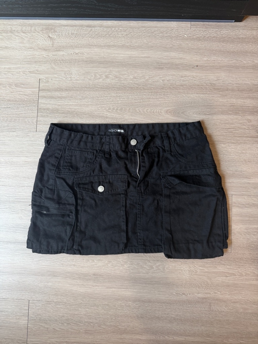 Fashion Nova Black Utility Cargo Mini Skirt